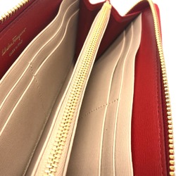 Salvatore Ferragamo Gancini Wallet Long Wallet Red GoldHardware