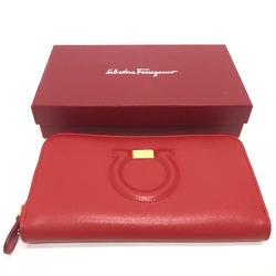 Salvatore Ferragamo Gancini Wallet Long Wallet Red GoldHardware