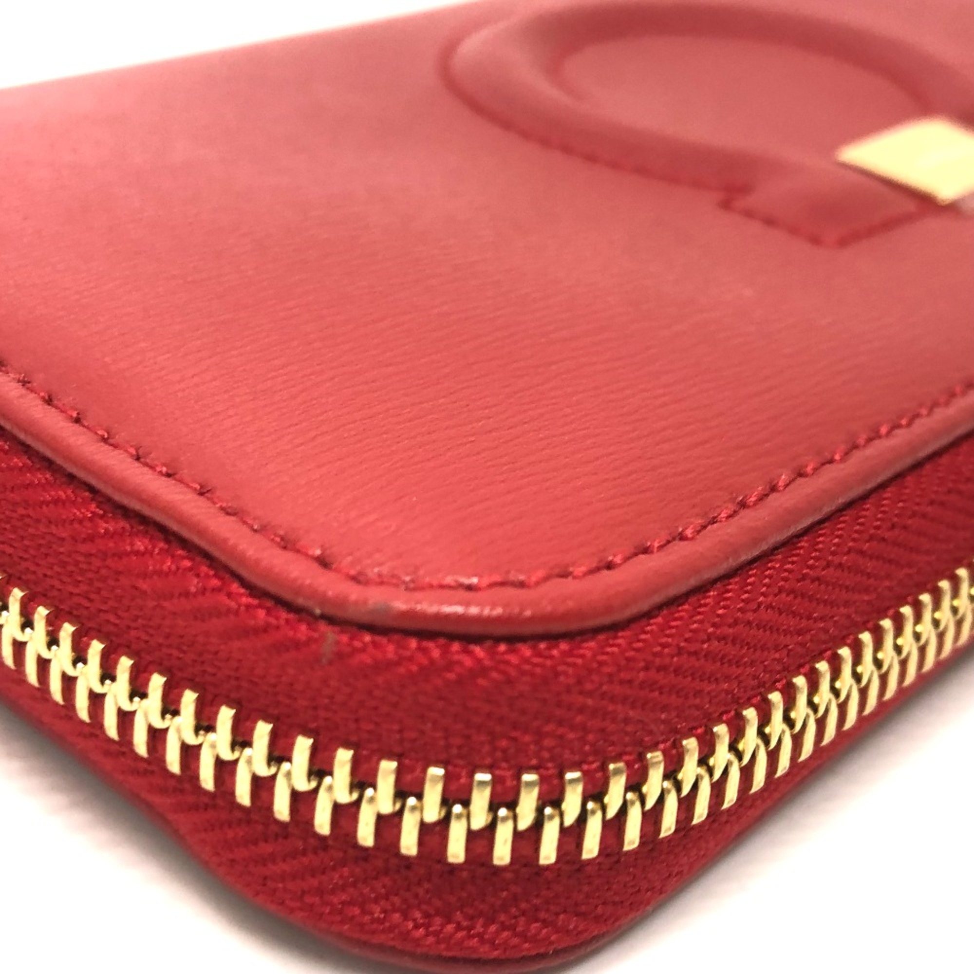 Salvatore Ferragamo Gancini Wallet Long Wallet Red GoldHardware