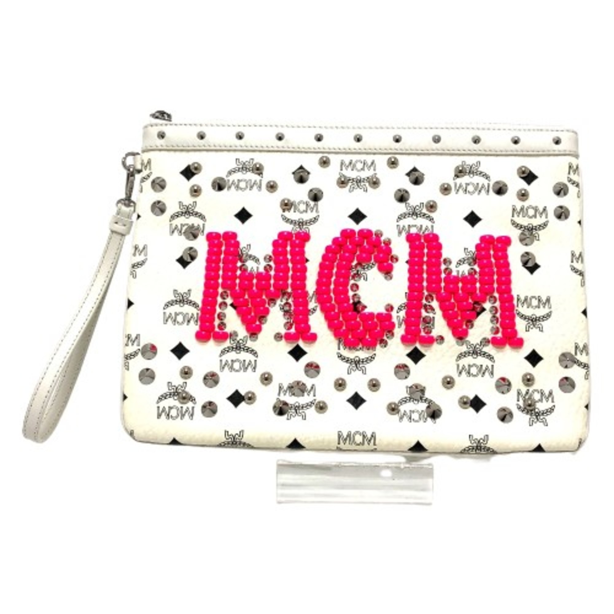 MCM Logogram bag flat pouch Clutch bag White