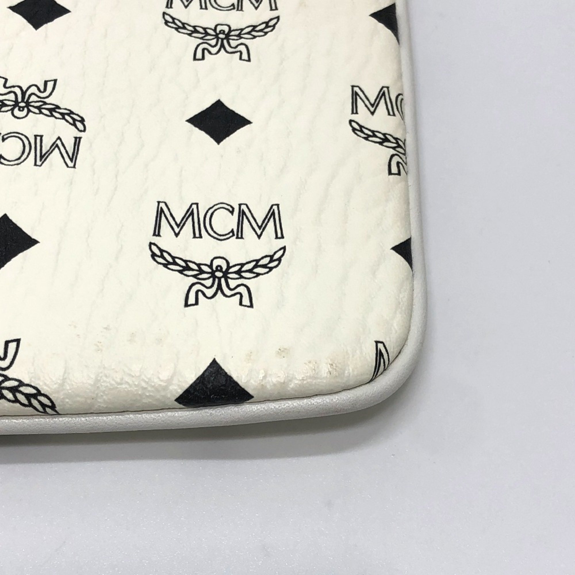 MCM Logogram bag flat pouch Clutch bag White