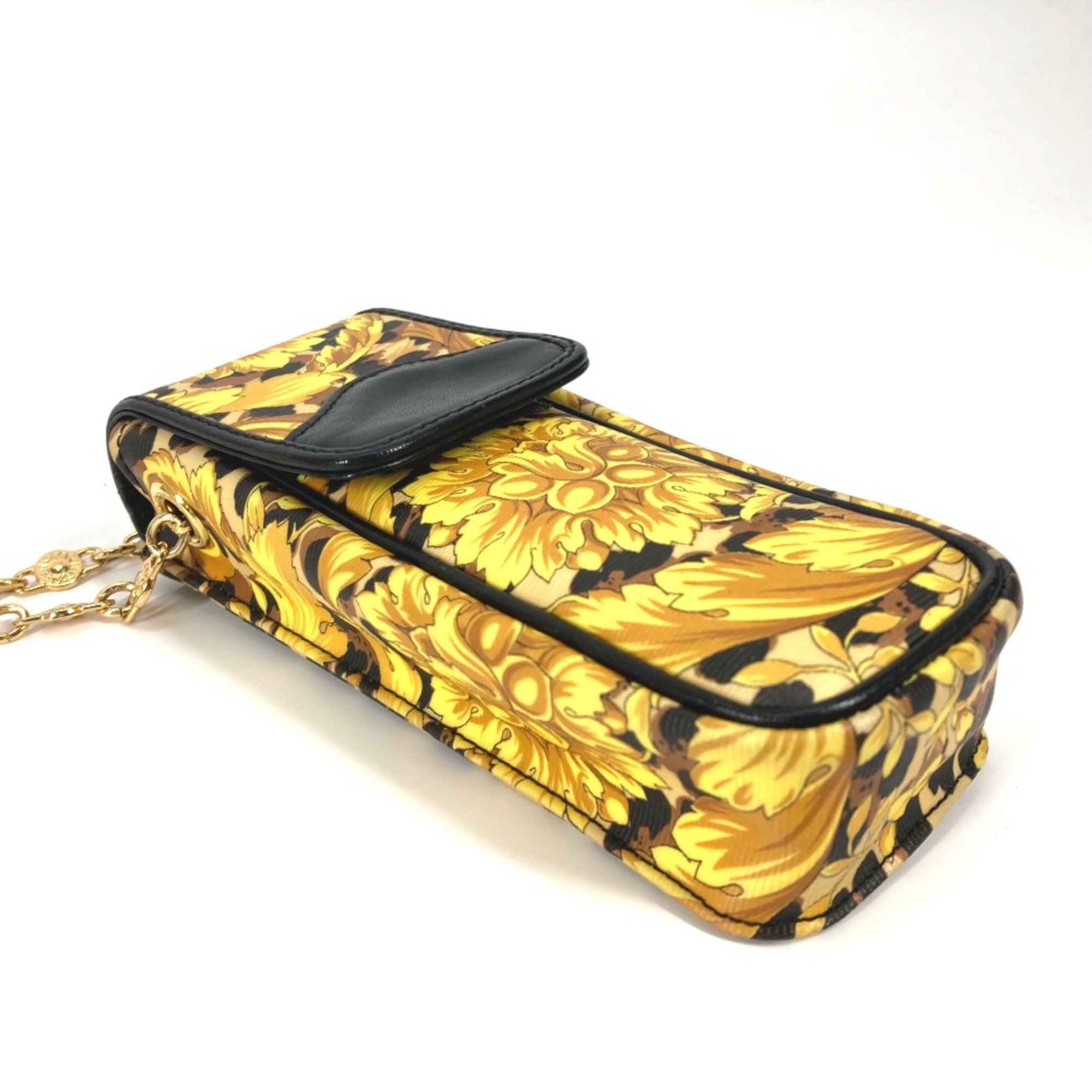 Versace Pochette bag vintage Chain mobile case Shoulder Bag yellow Black