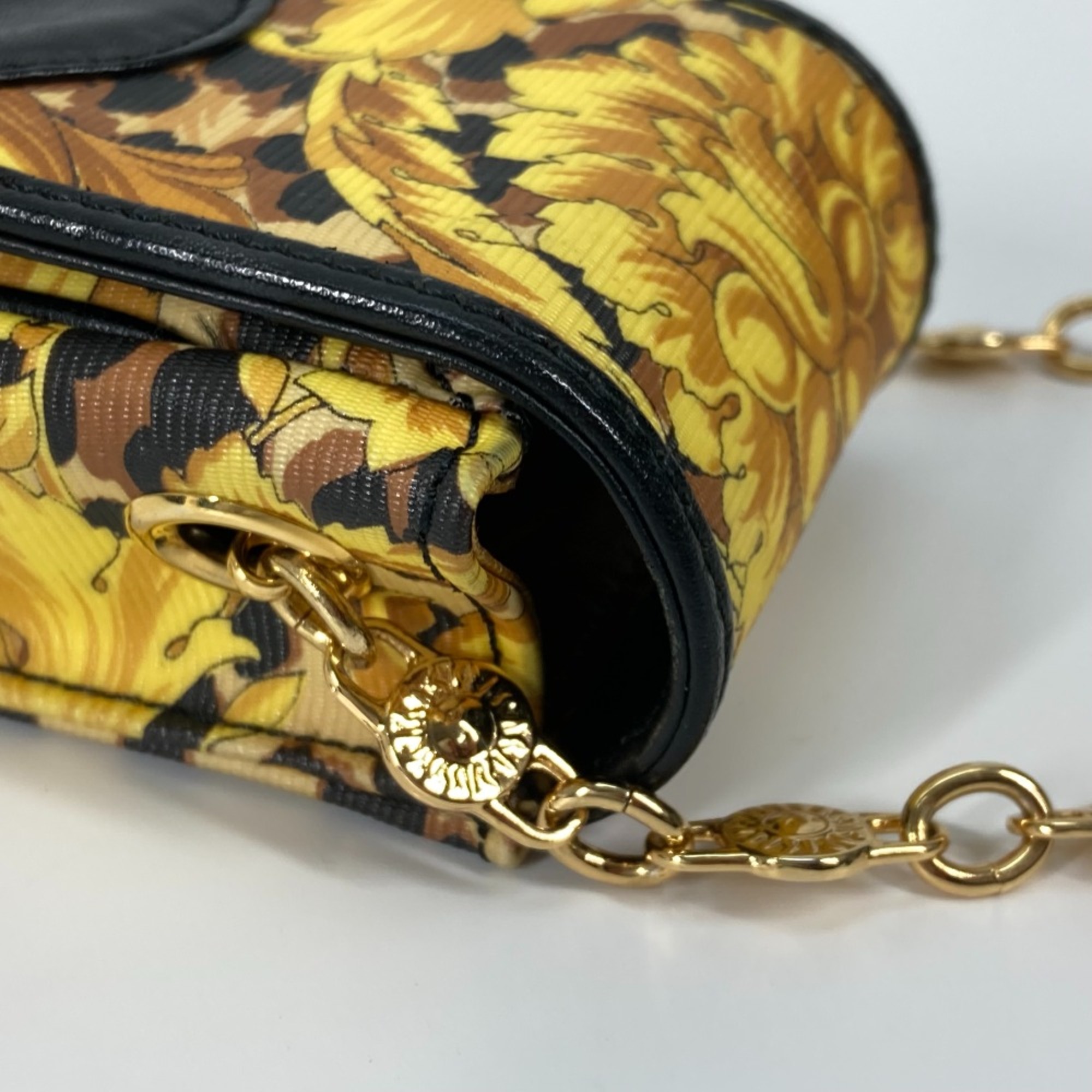 Versace Pochette bag vintage Chain mobile case Shoulder Bag yellow Black