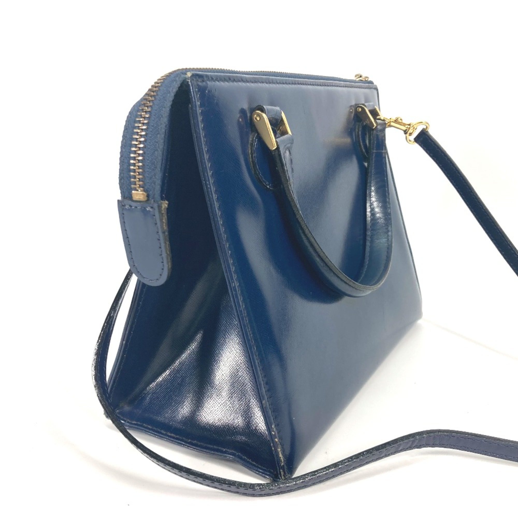 Versace vintage 2WAY Shoulder Bag Crossbody with charm Hand Bag Navy