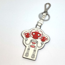 PRADA 2TL292 robot charm Key Holder White x Pink Based SilverHardware