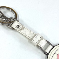 PRADA 2TL292 robot charm Key Holder White x Pink Based SilverHardware