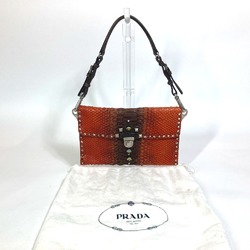 PRADA Triangle logo Bag 2WAY Clutch bag Hand Bag Orange Based