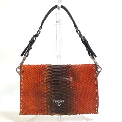 PRADA Triangle logo Bag 2WAY Clutch bag Hand Bag Orange Based