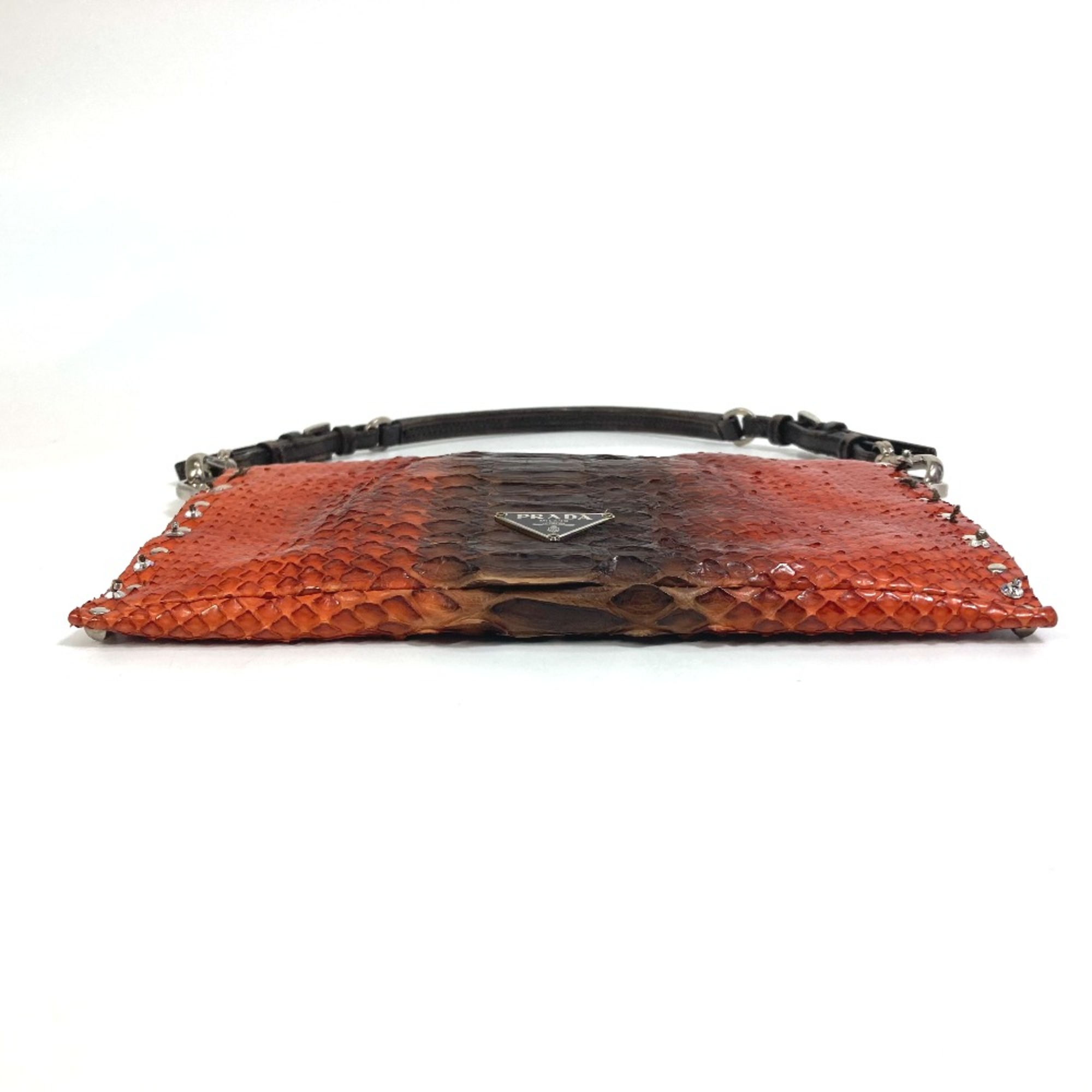 PRADA Triangle logo Bag 2WAY Clutch bag Hand Bag Orange Based