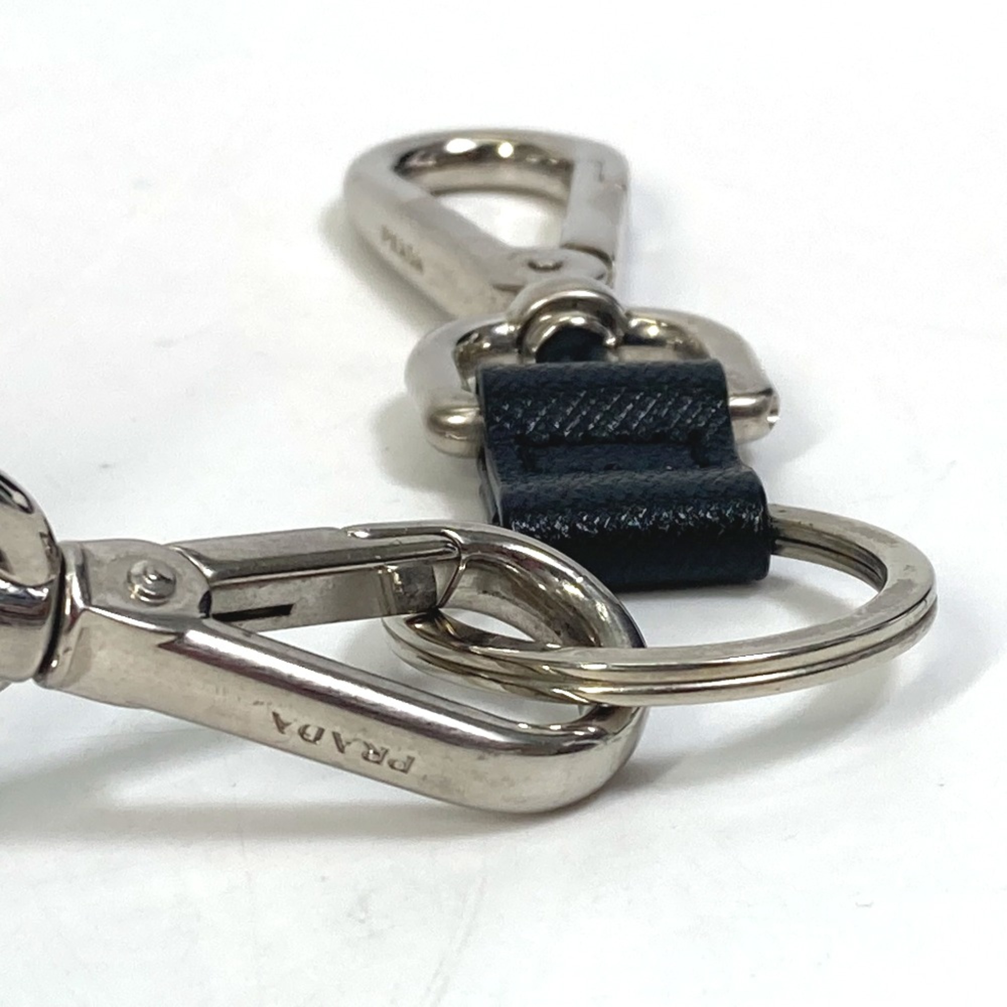 PRADA Saffiano Bag Bag Charm Key Holder Black