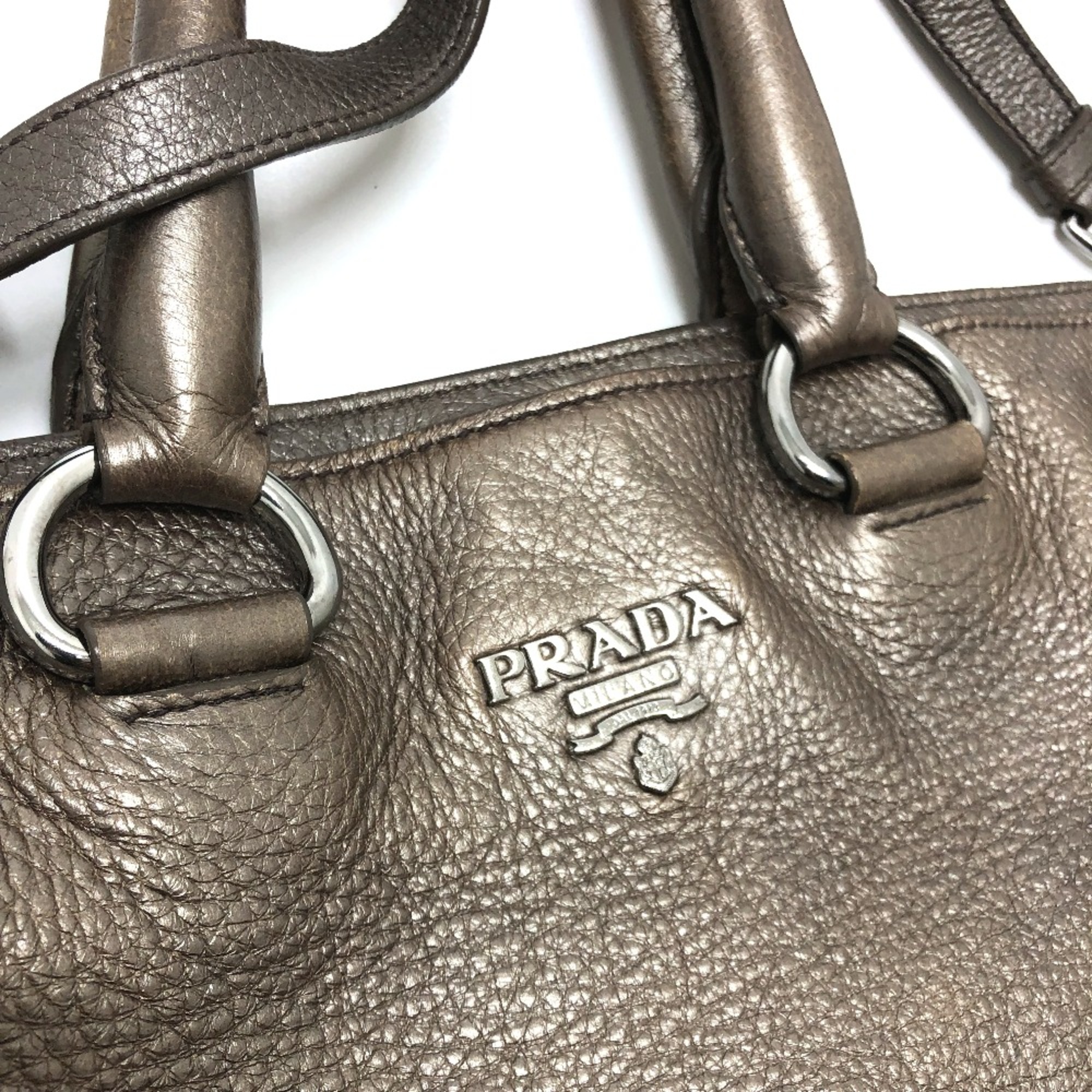 PRADA logo Bag 2WAY Tote Bag Brown