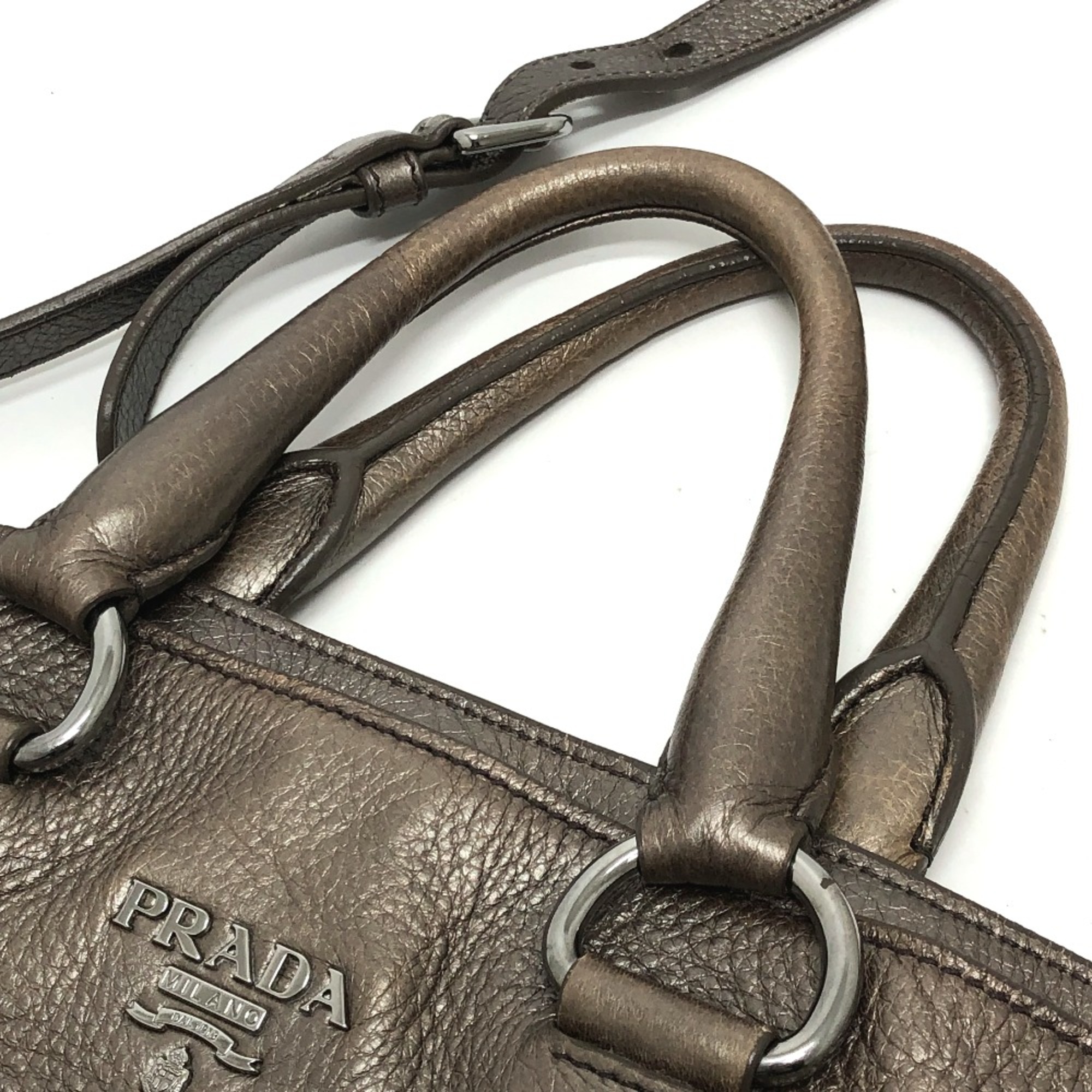 PRADA logo Bag 2WAY Tote Bag Brown