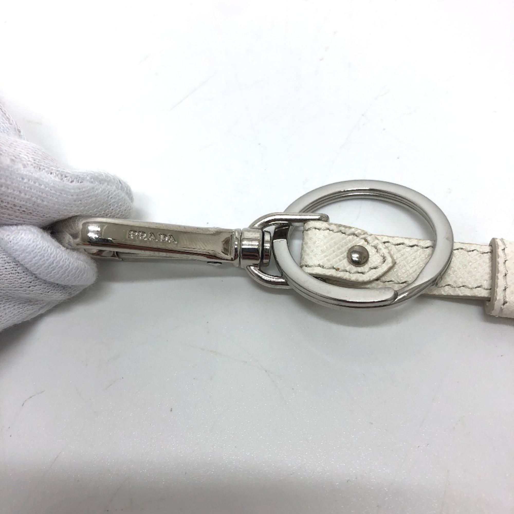 PRADA 2TL296 key/key ring Fashion Accessories Key Holder White SilverHardware