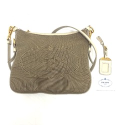 PRADA BT0706 logo Bag Shoulder Bag Beige