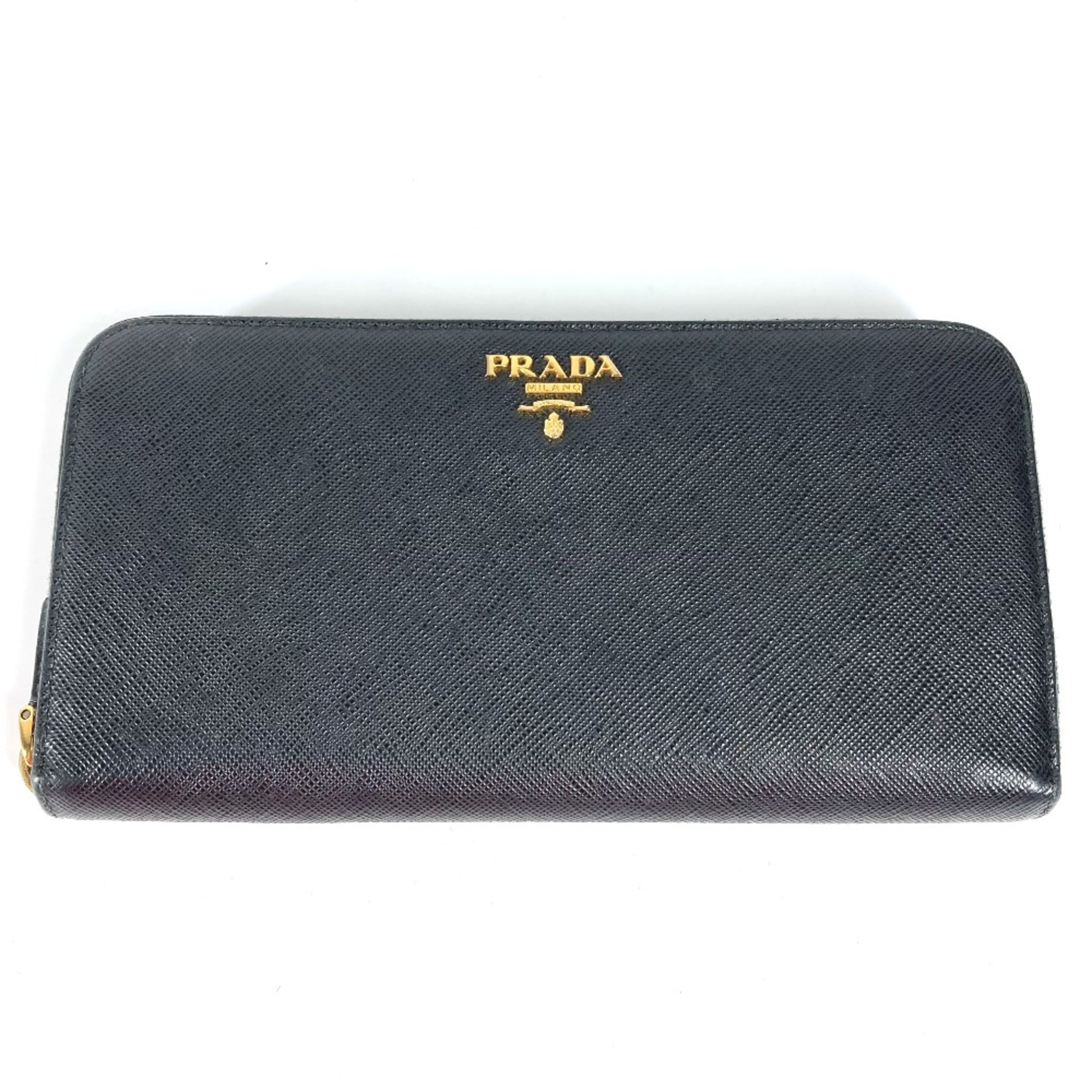 PRADA logo Long wallet Long Wallet Black Gold