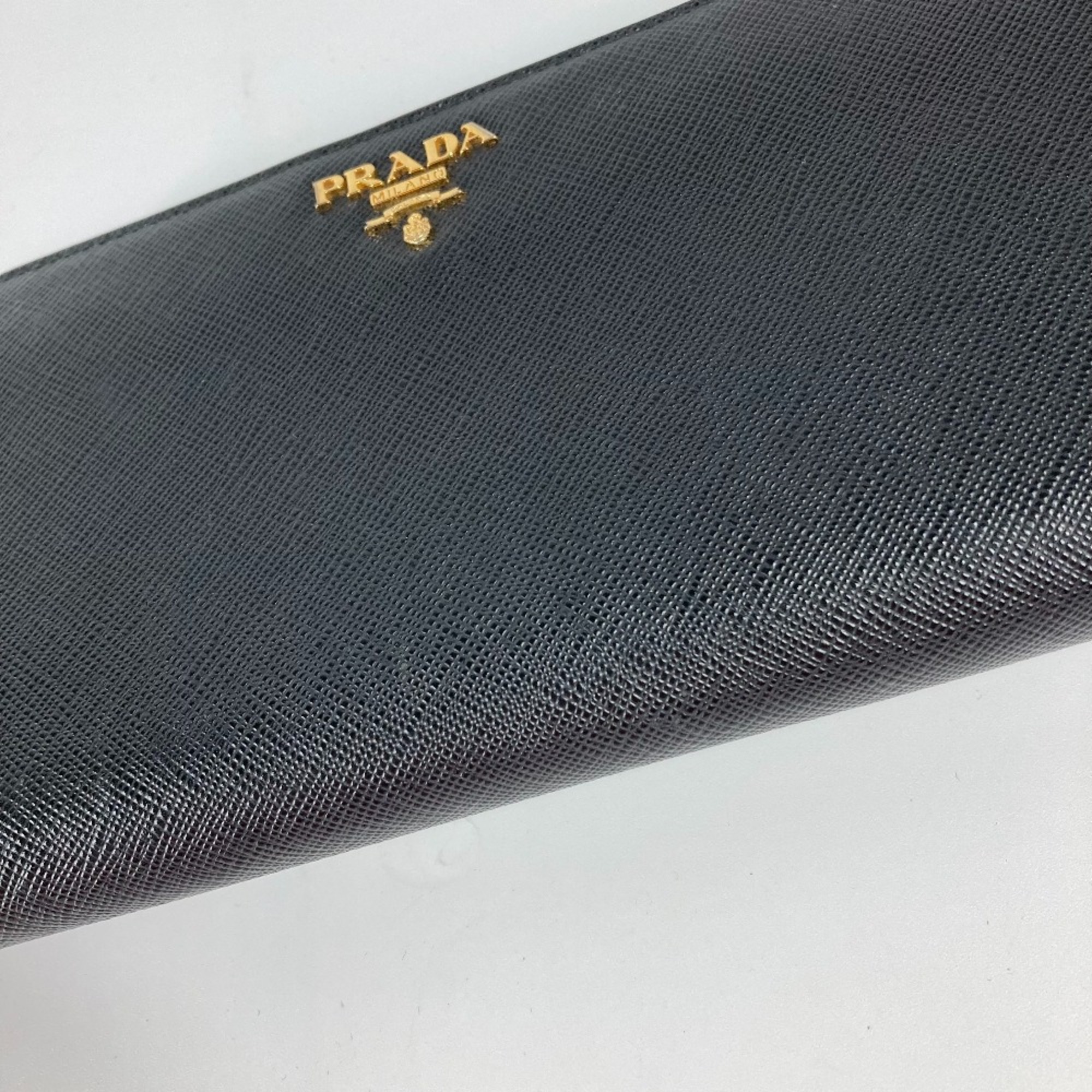 PRADA logo Long wallet Long Wallet Black Gold