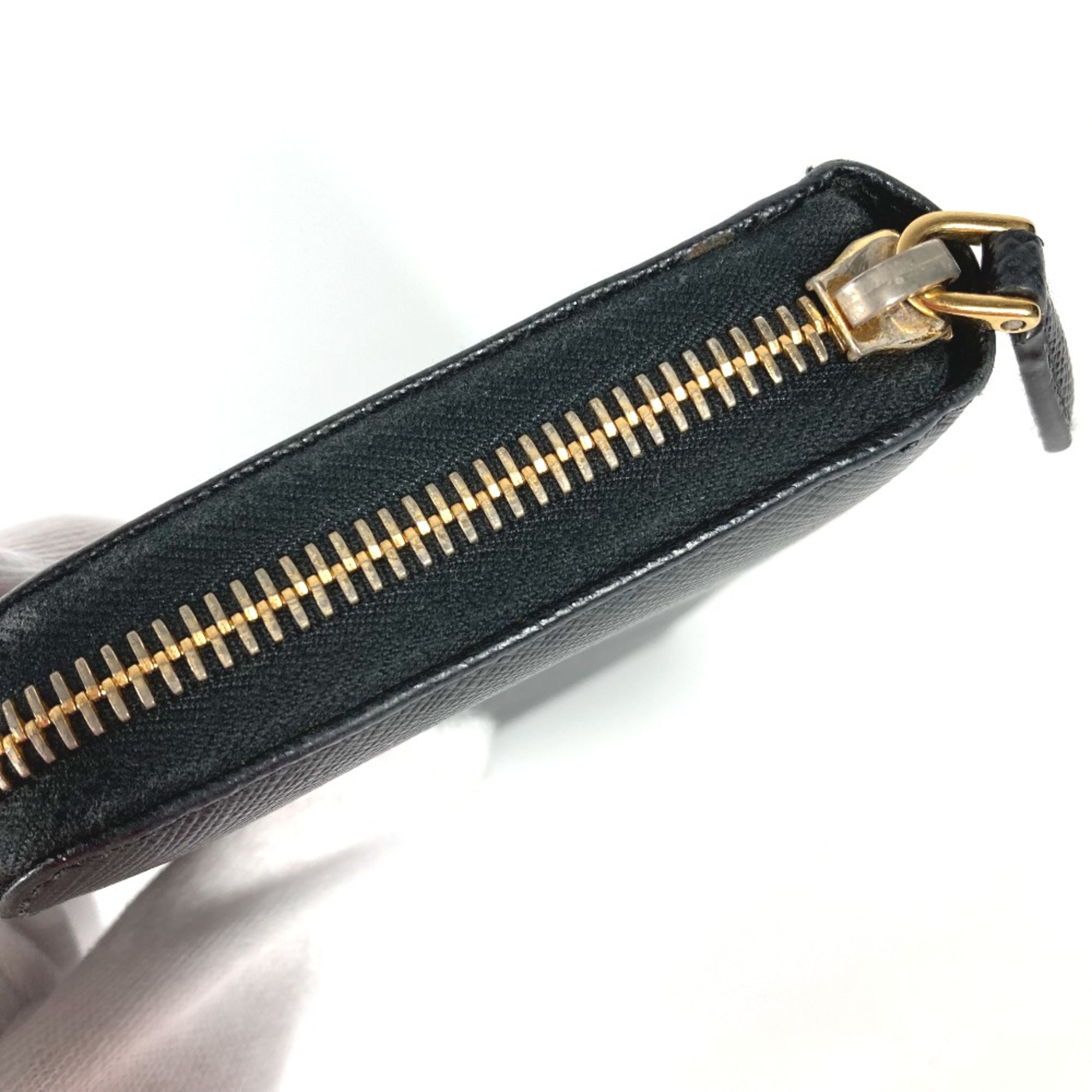 PRADA logo Long wallet Long Wallet Black Gold