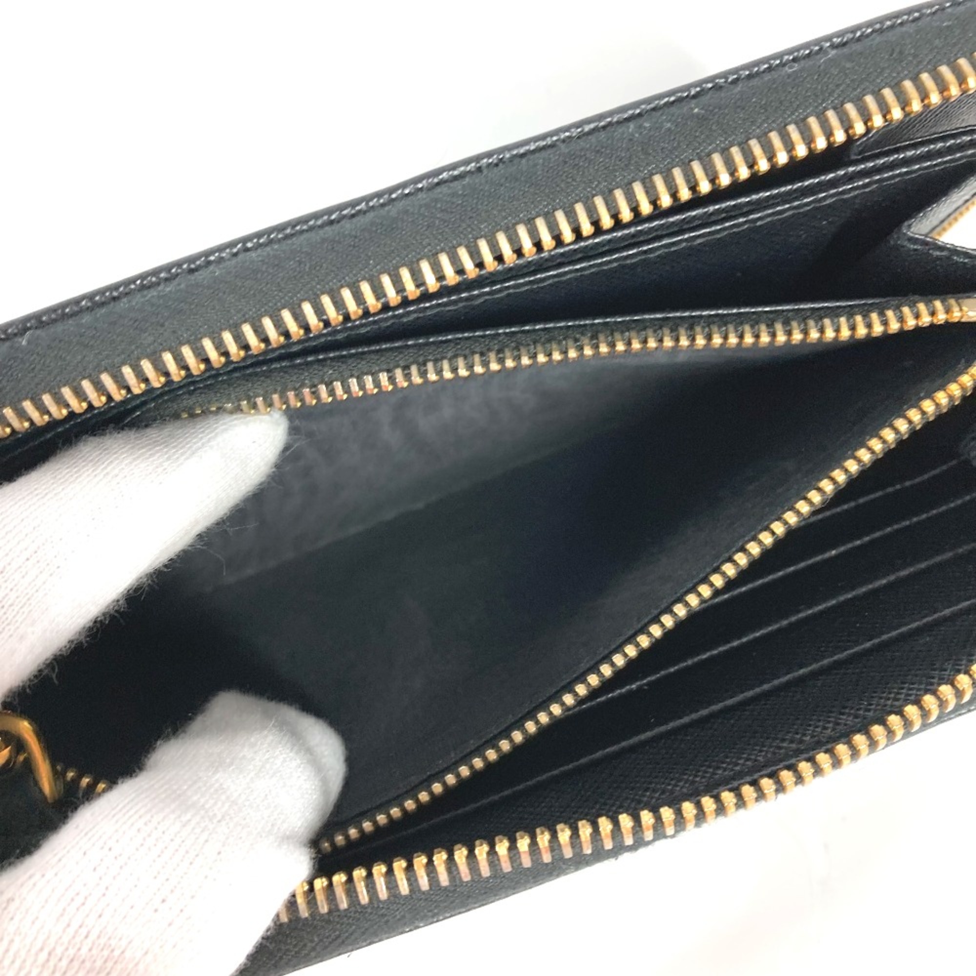 PRADA logo Long wallet Long Wallet Black Gold