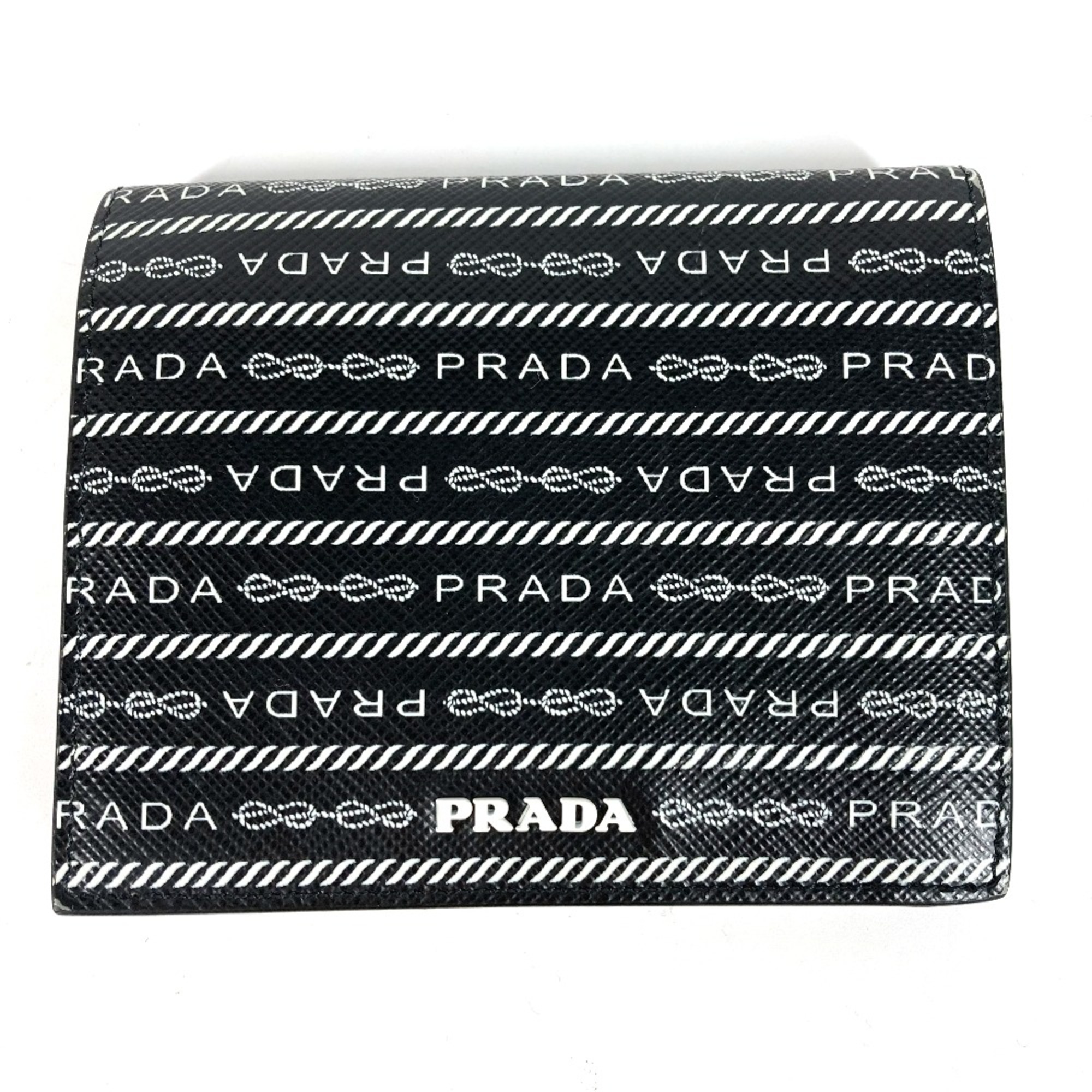 PRADA 1MV204 Compact wallet Folded wallet Black White