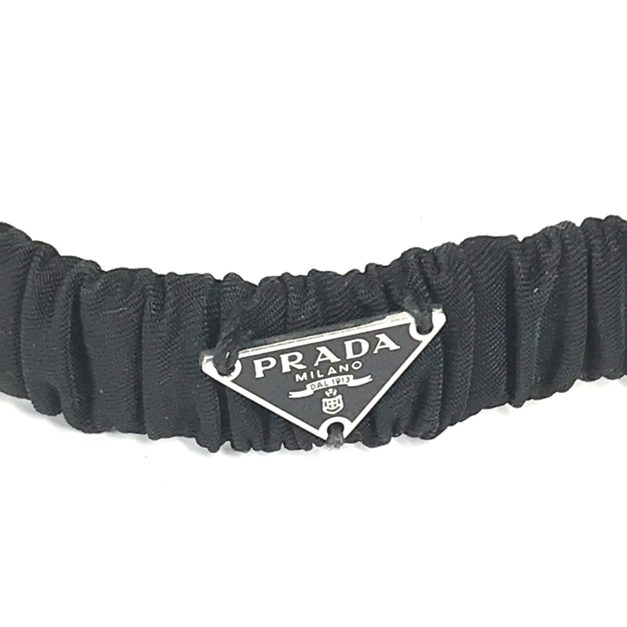 PRADA 1IE021 triangle logo triangle logo plate Hair Accessories Headbands Katyusha Black