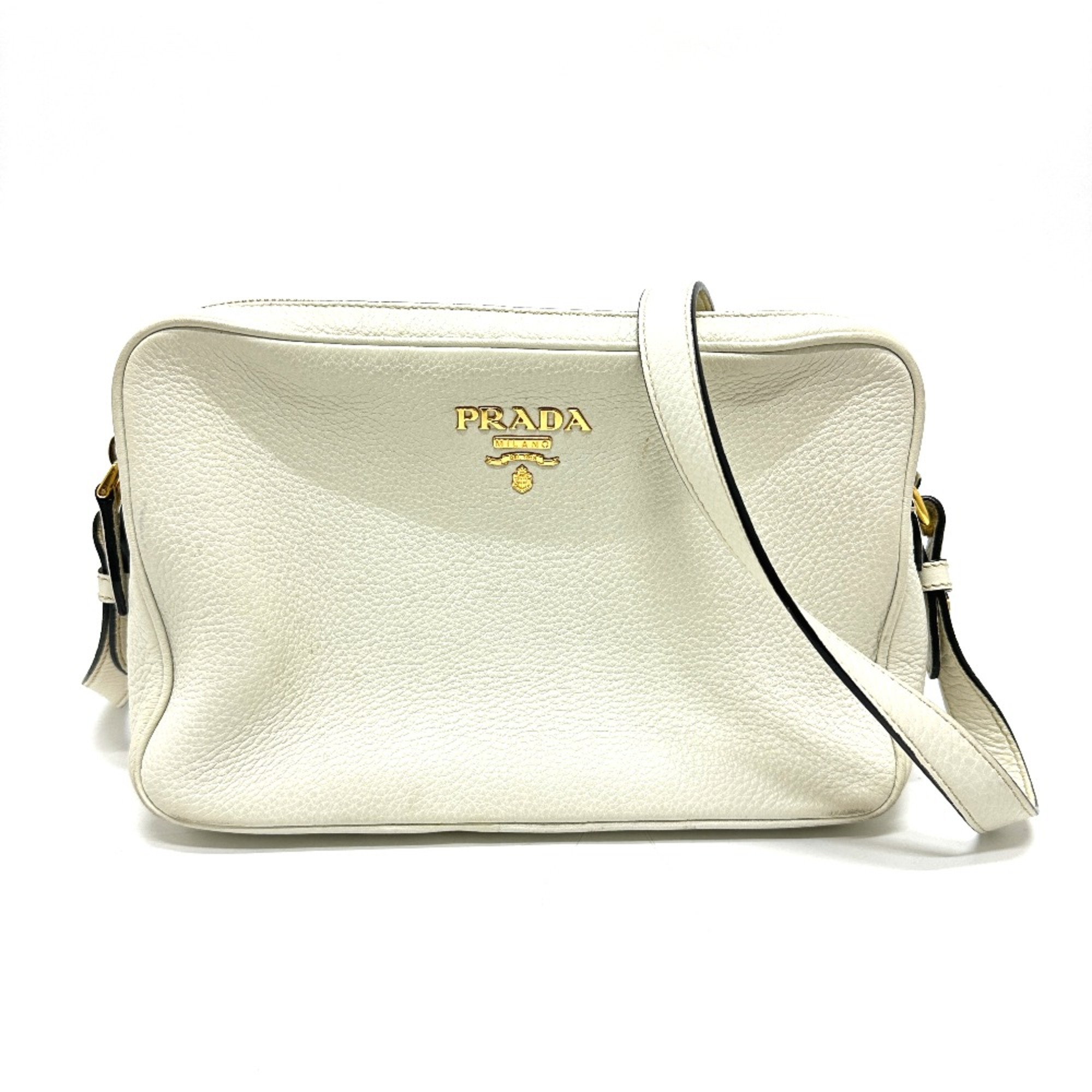 PRADA Crossbody Pochette bag Double zipper bag Shoulder Bag White GoldHardware