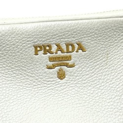 PRADA Crossbody Pochette bag Double zipper bag Shoulder Bag White GoldHardware