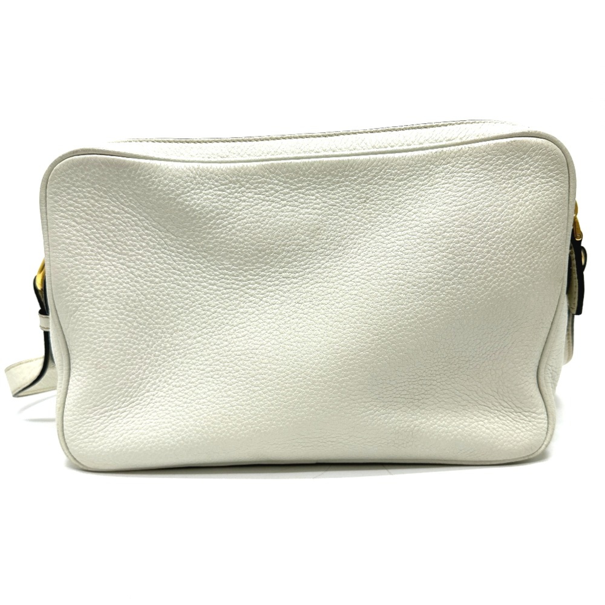 PRADA Crossbody Pochette bag Double zipper bag Shoulder Bag White GoldHardware