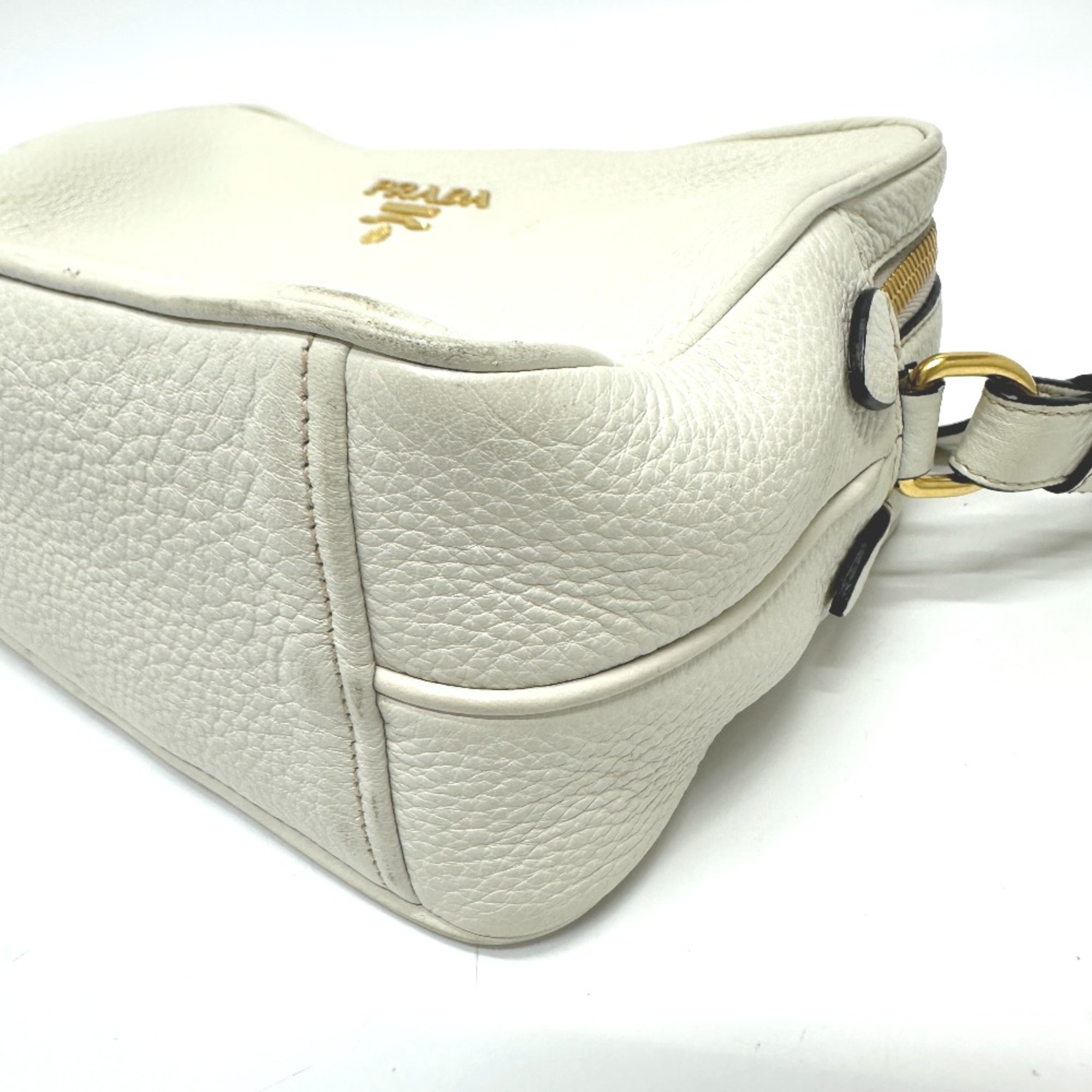 PRADA Crossbody Pochette bag Double zipper bag Shoulder Bag White GoldHardware