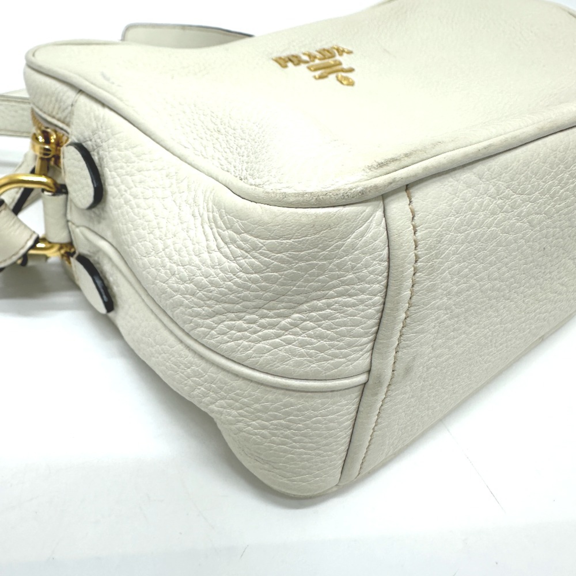 PRADA Crossbody Pochette bag Double zipper bag Shoulder Bag White GoldHardware