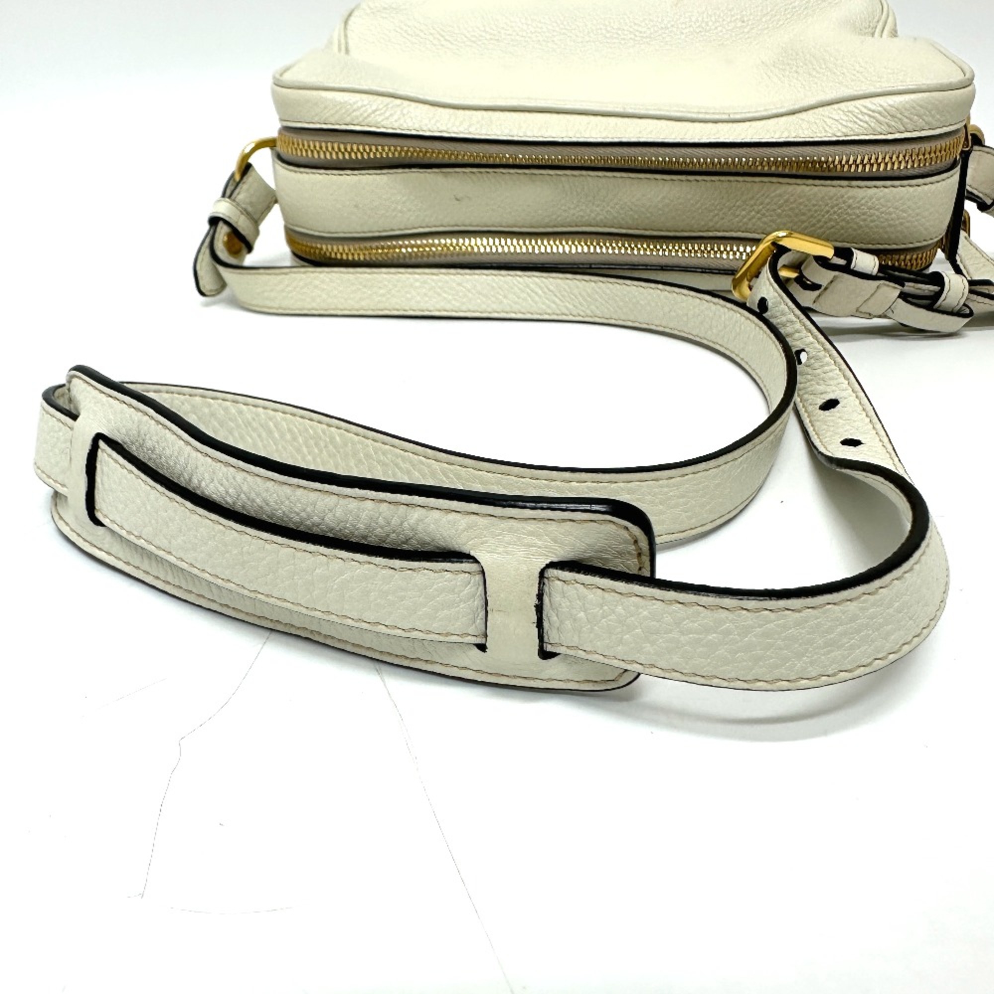 PRADA Crossbody Pochette bag Double zipper bag Shoulder Bag White GoldHardware