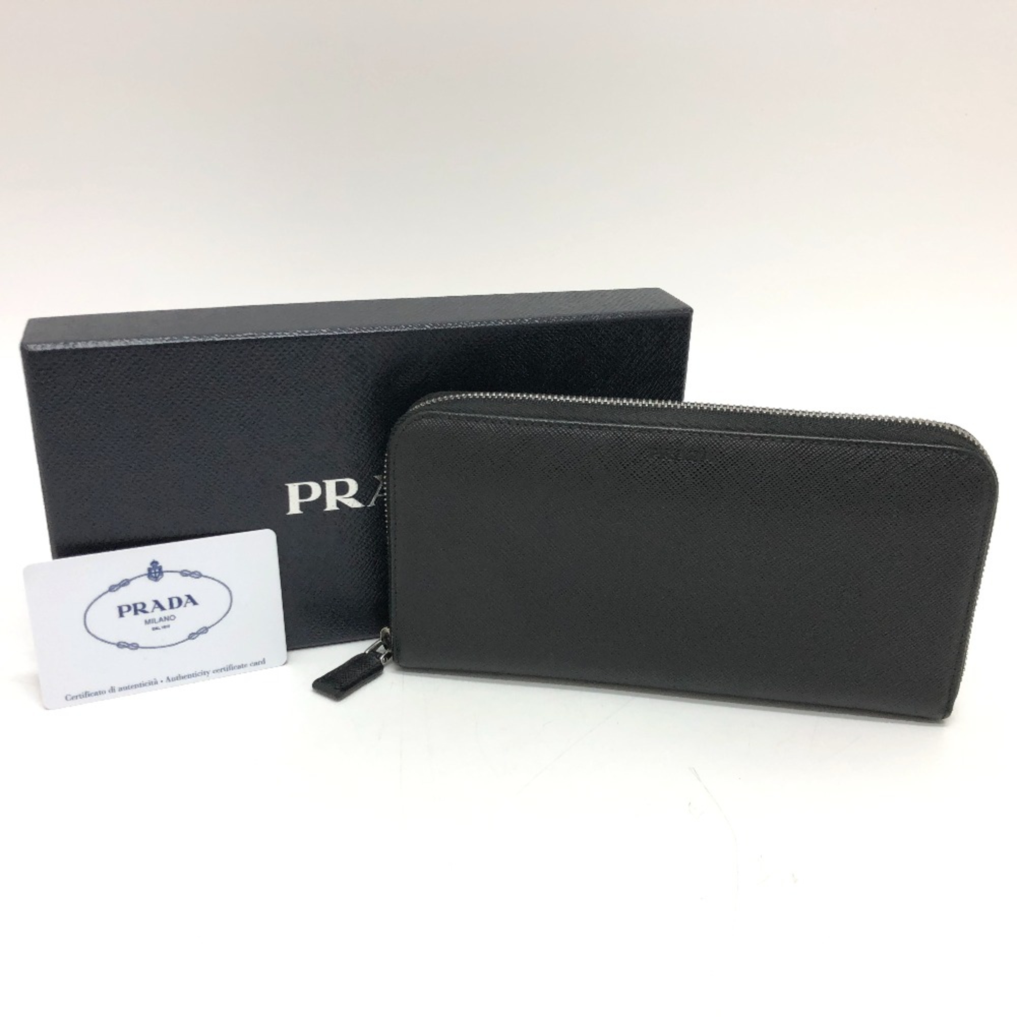 PRADA 2ML317 Zip Around Wallet Long Wallet NERO Black SilverHardware