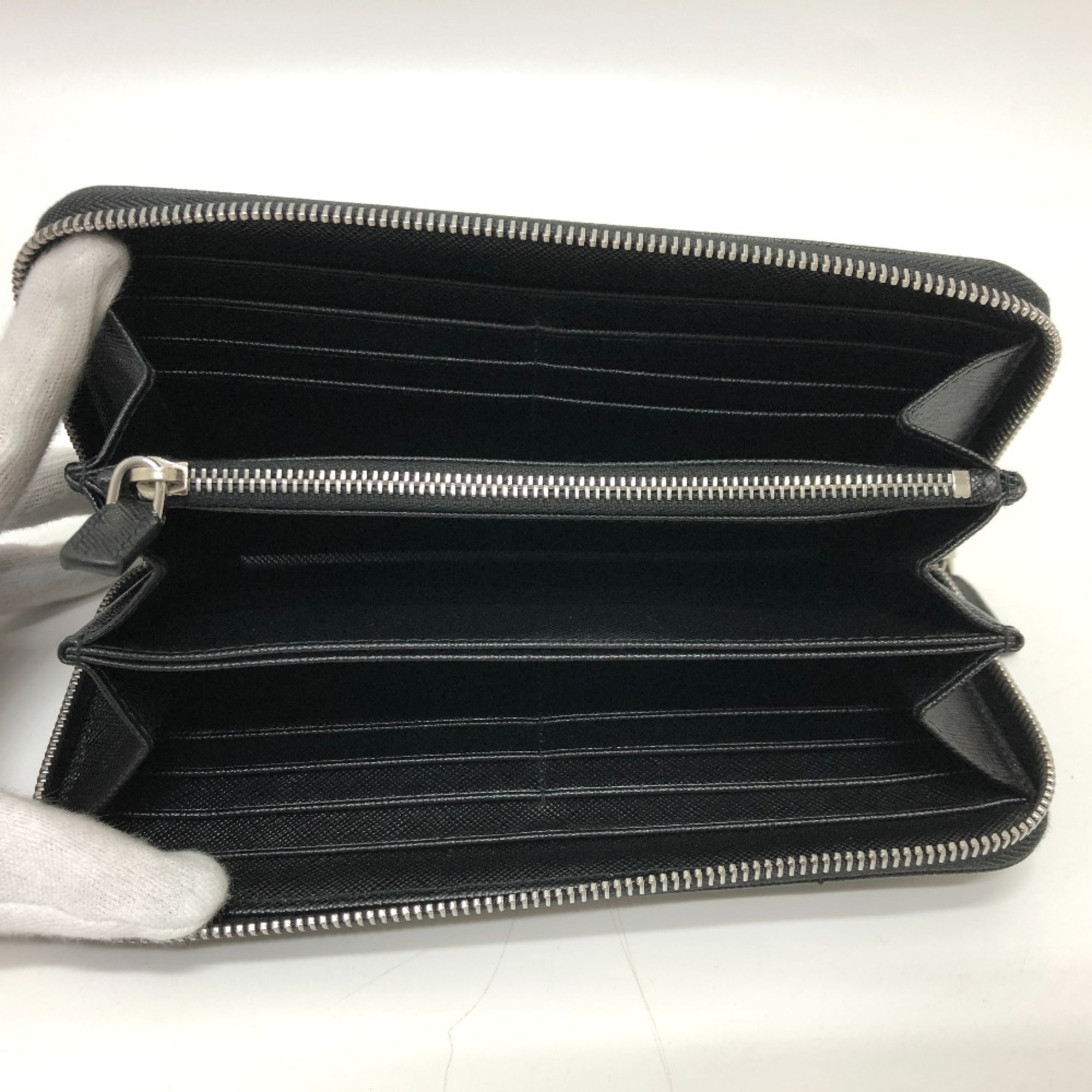 PRADA 2ML317 Zip Around Wallet Long Wallet NERO Black SilverHardware