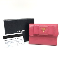 PRADA 1MH840 logo Wallet Compact Wallet Trifold wallet PEONIA pink GoldHardware