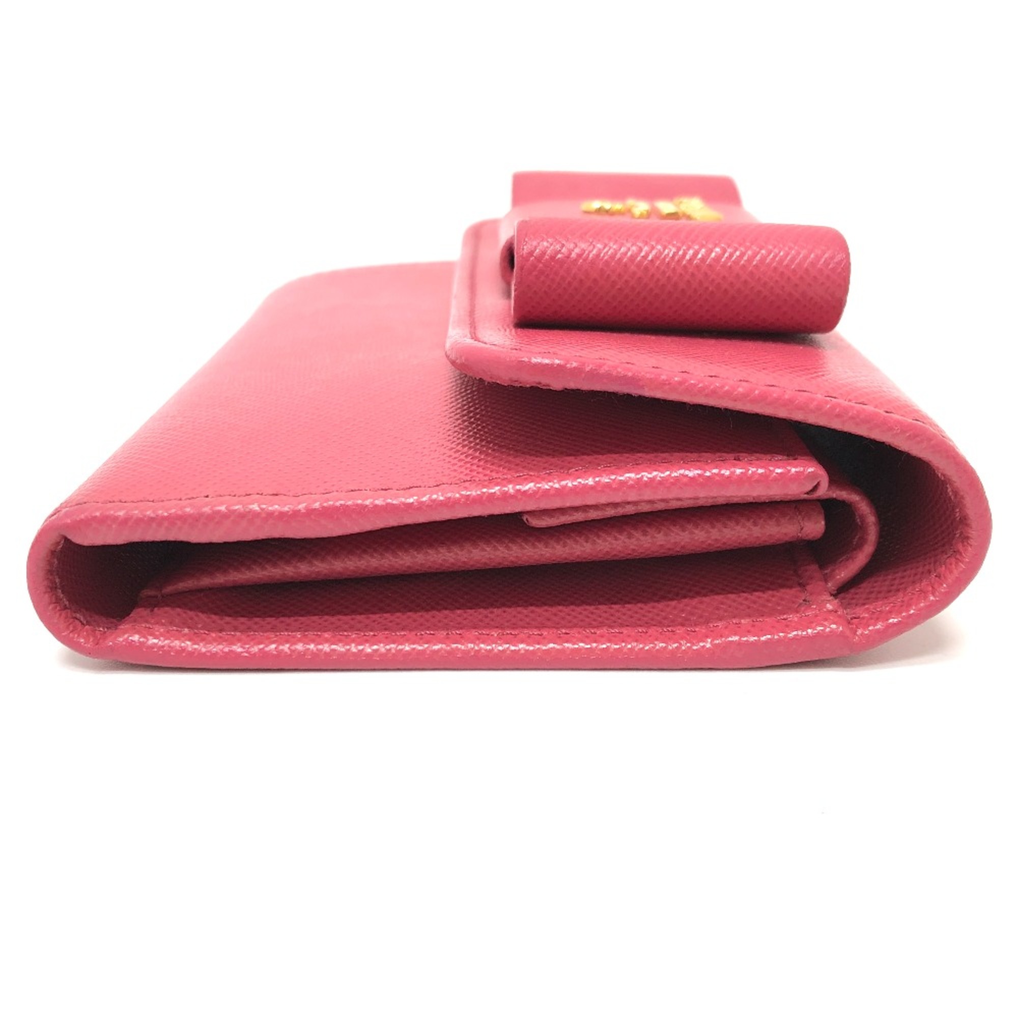 PRADA 1MH840 logo Wallet Compact Wallet Trifold wallet PEONIA pink GoldHardware