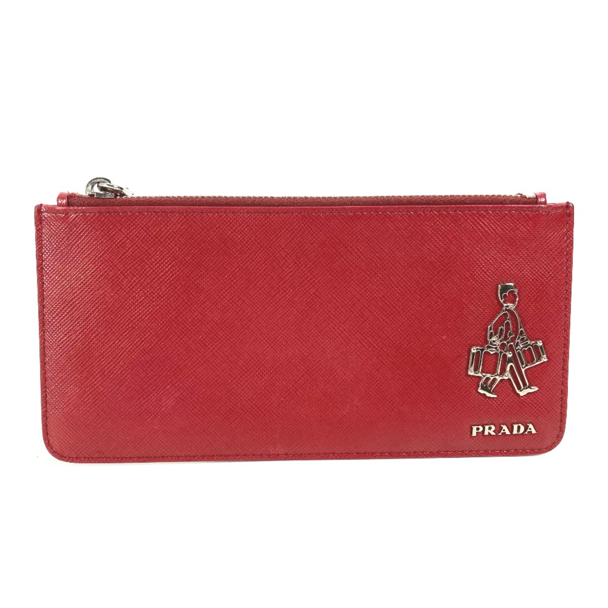 PRADA Long Wallet Fragment Case coin purse Red