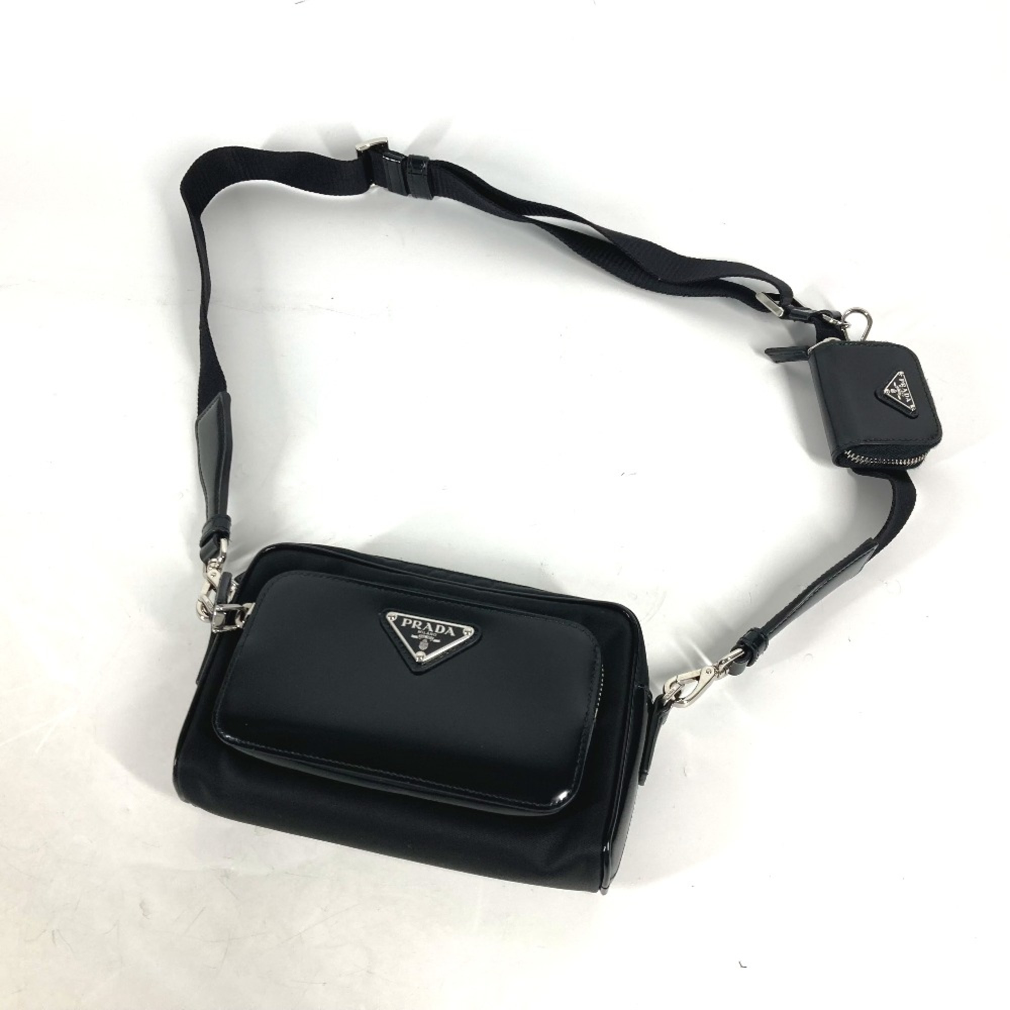 PRADA 2VH172 With porch Bag Pochette Crossbody Shoulder Bag Black