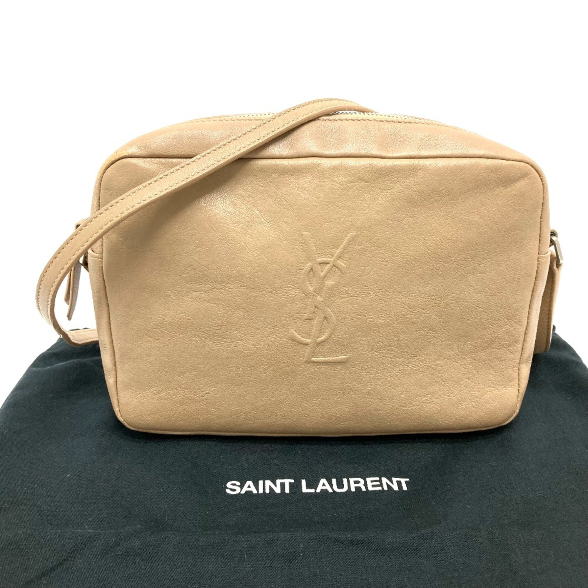 Saint Laurent Paris 470299 YSL logo Bag Crossbody Pochette Shoulder Bag Beige