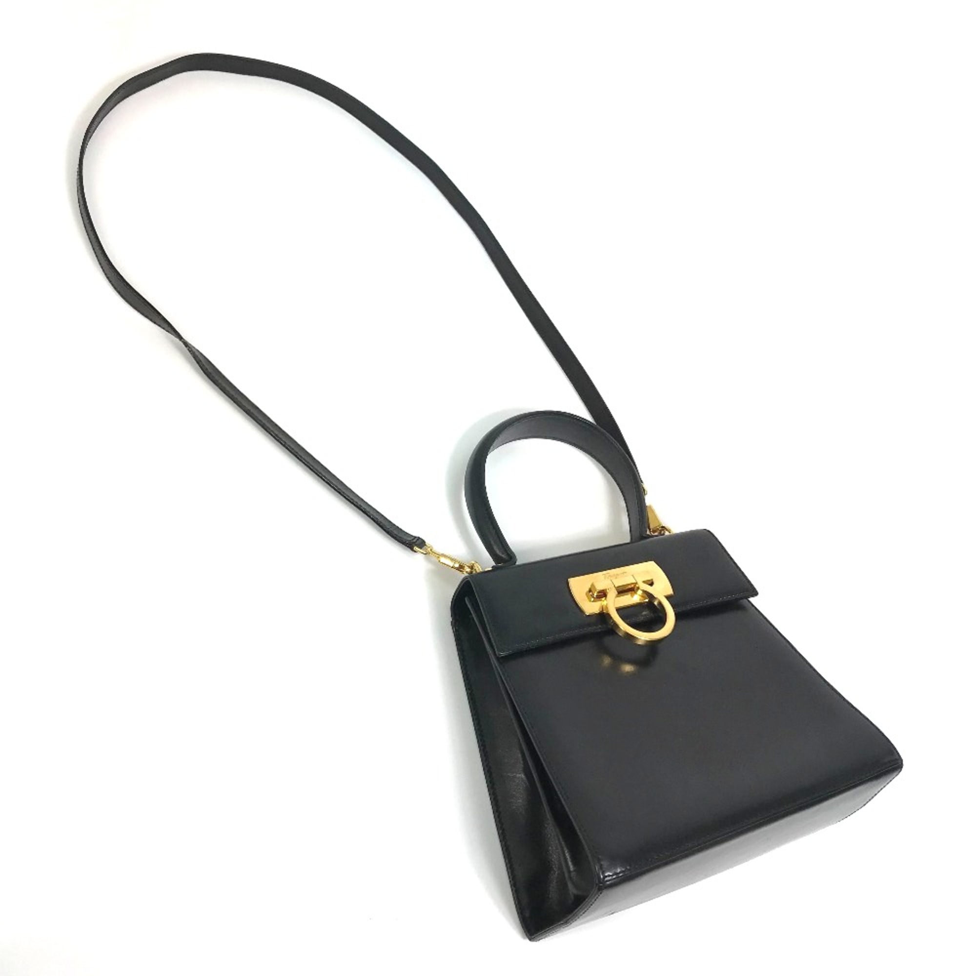 Salvatore Ferragamo Shoulder 2WAY Shoulder Bag Shoulder Bag Black GoldHardware