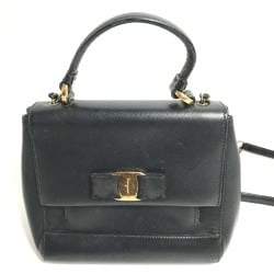 Salvatore Ferragamo 2WAY Chain Hand Bag Crossbody Shoulder Bag Black Gold