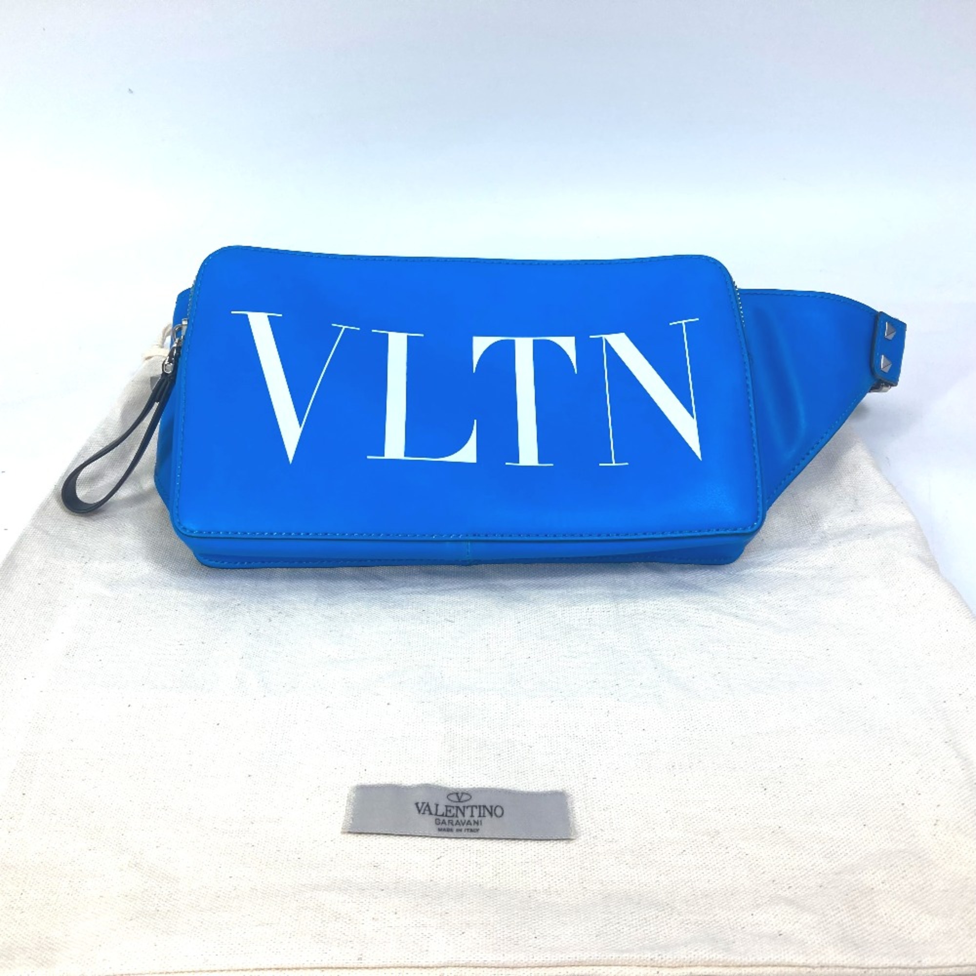 Valentino TY0B0719 VLTN logo Cross Shoulder Bag Waist Pouch blue White