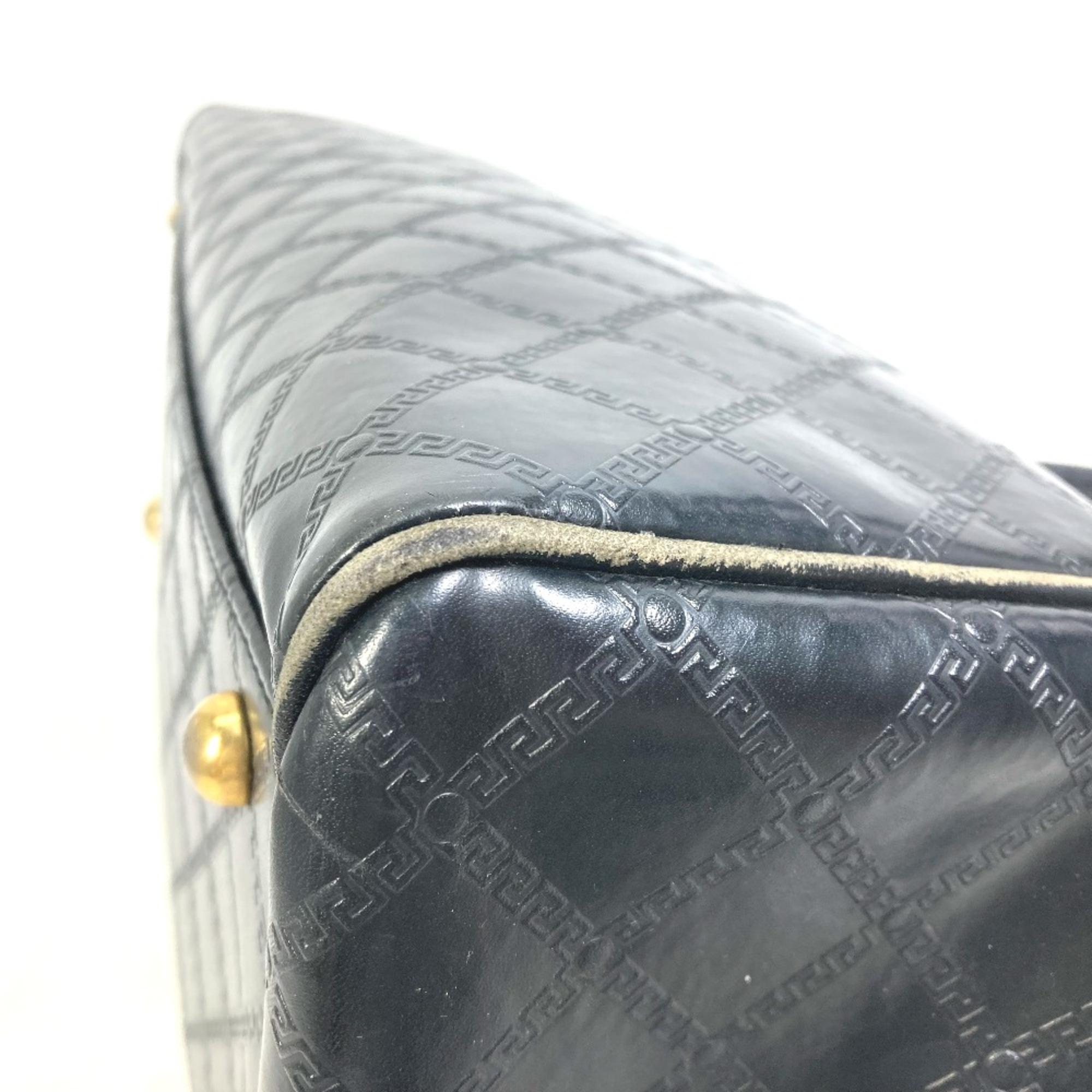 Versace vintage Bag Travel Bag Hand Bag Duffle Bag Black Gold