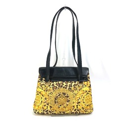 Versace leopard print leopard vintage bag shawl Shoulder Bag yellow Black