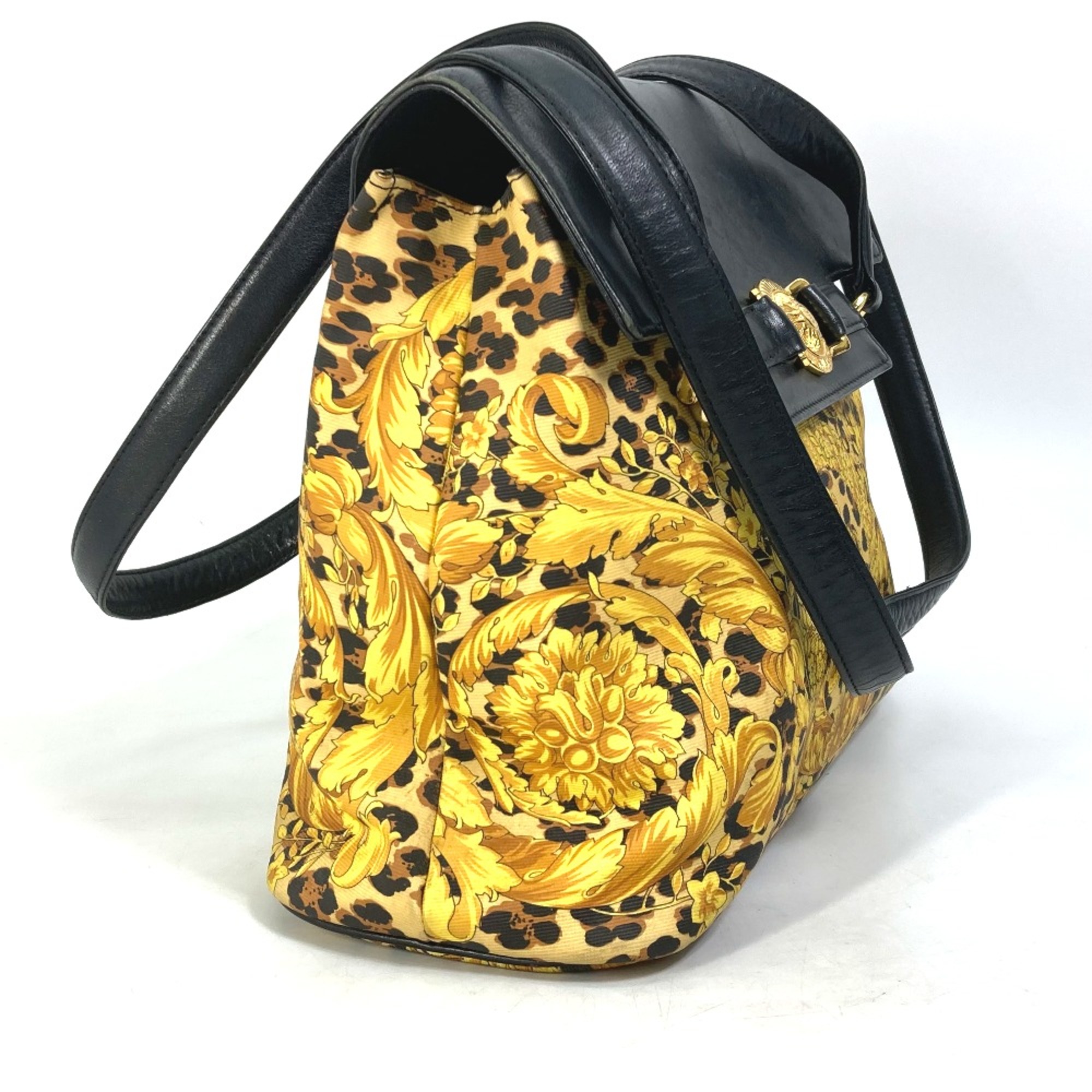 Versace leopard print leopard vintage bag shawl Shoulder Bag yellow Black