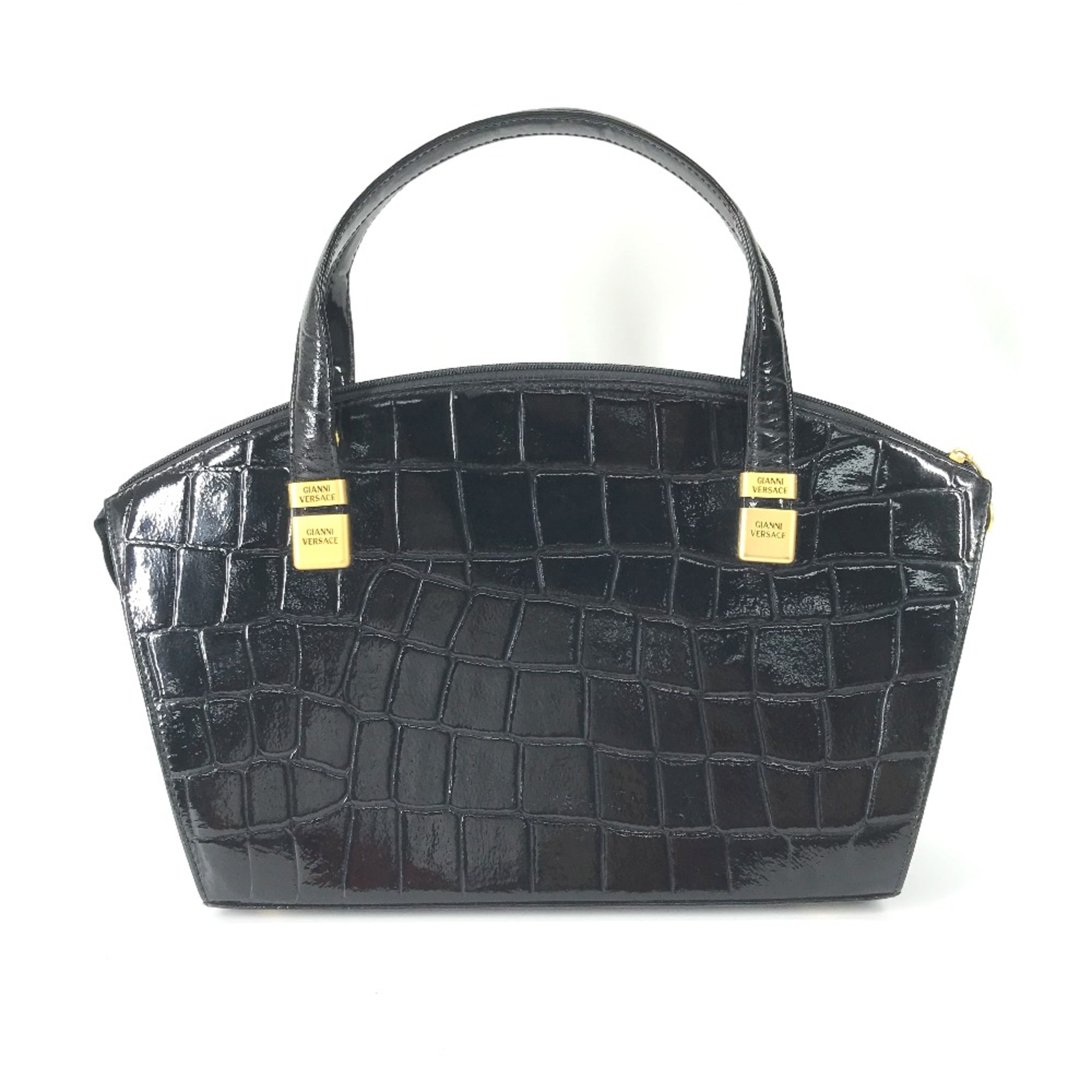 Versace vintage embossed Tote Bag Shoulder Bag Hand Bag Black