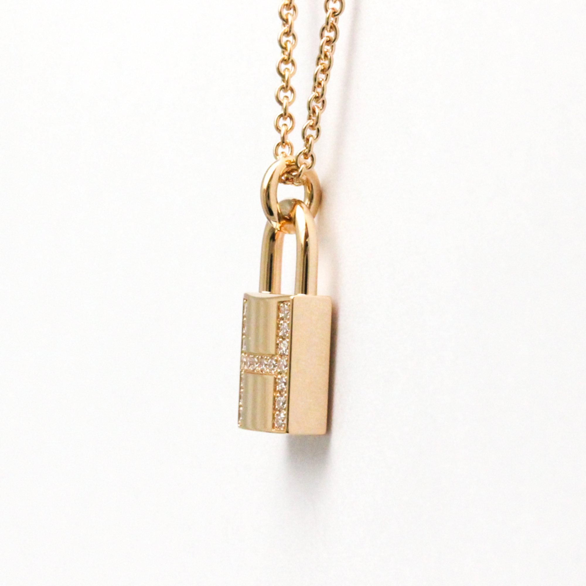 Hermes Kelly Cadena Diamond Necklace Pink Gold (18K) Diamond Women,Men Fashion Pendant Necklace (Pink Gold)