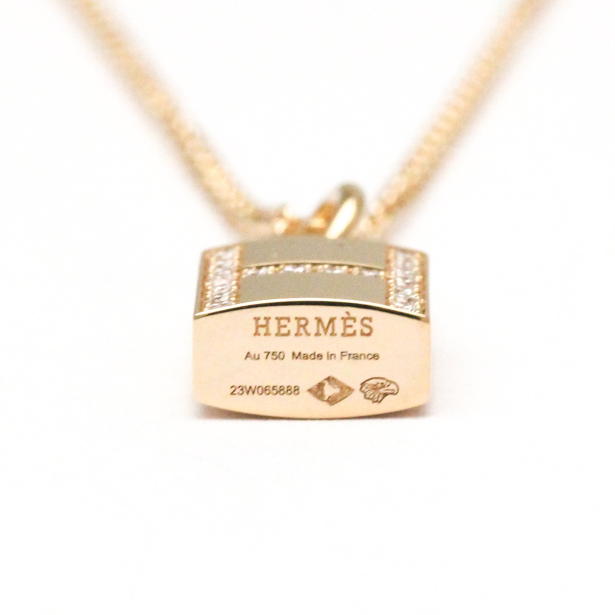 Hermes Kelly Cadena Diamond Necklace Pink Gold (18K) Diamond Women,Men Fashion Pendant Necklace (Pink Gold)