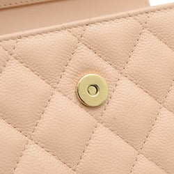 Chanel Matelasse Flap Ribbon Chain Shoulder Bag in Caviar Skin Beige