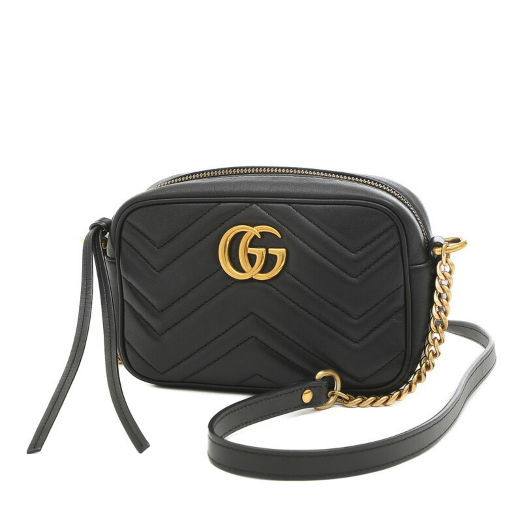 Gucci GG Marmont quilted chain shoulder leather black 448065