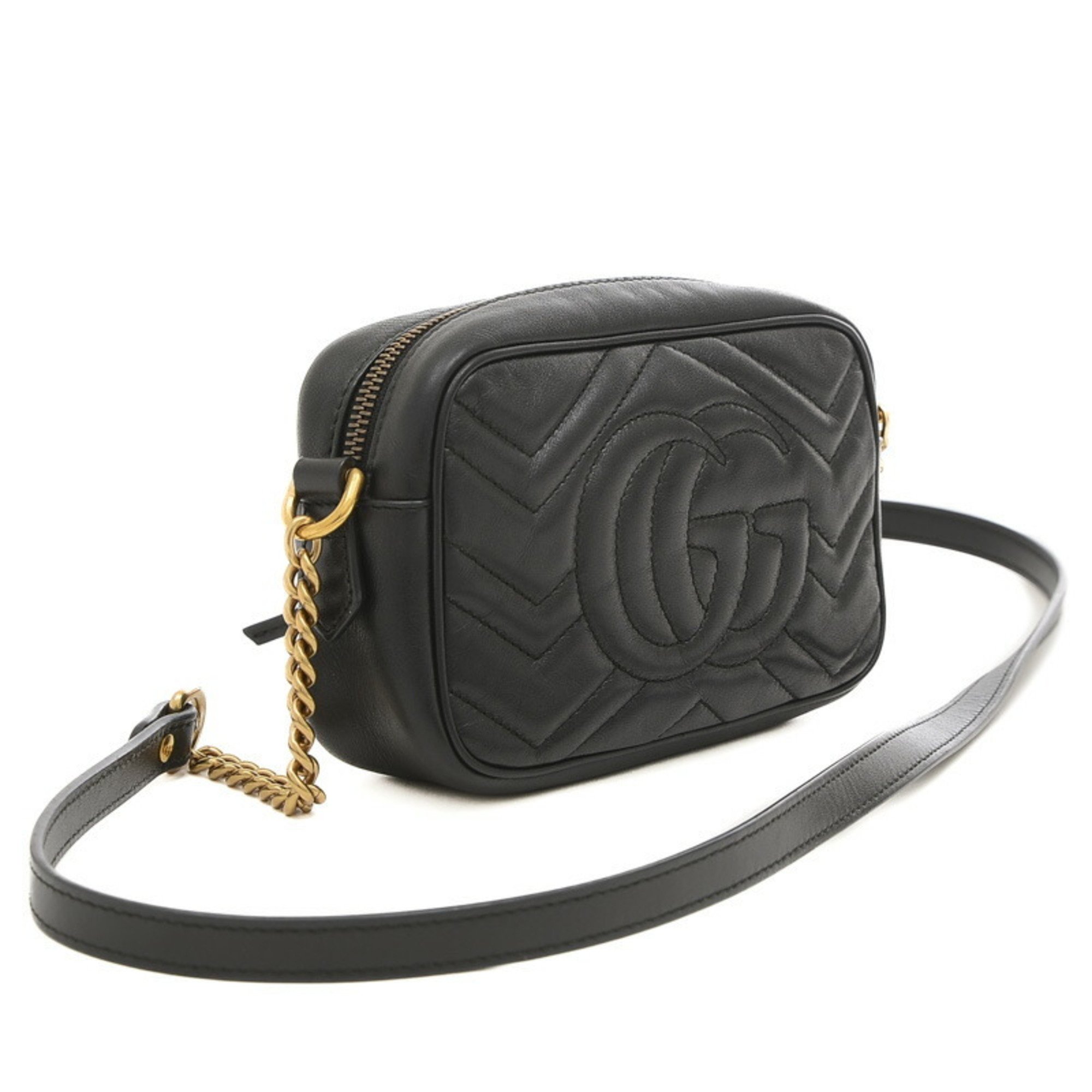 Gucci GG Marmont quilted chain shoulder leather black 448065