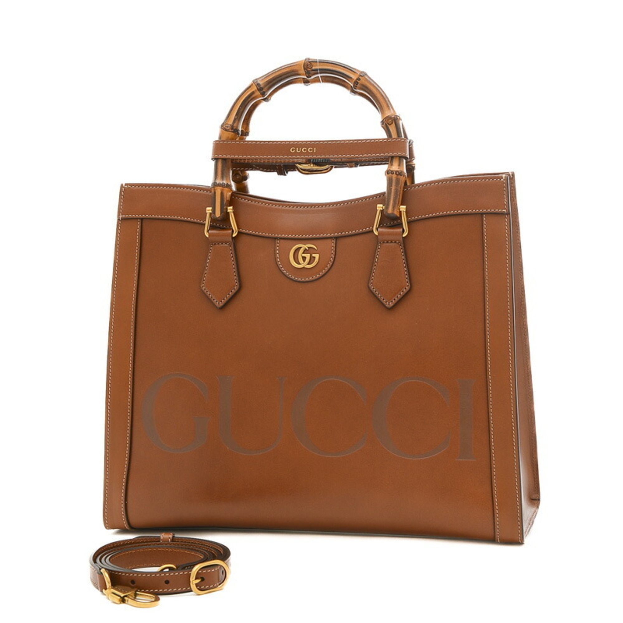 Gucci Bamboo Diana 2Way Bag Medium Leather Brown 655658